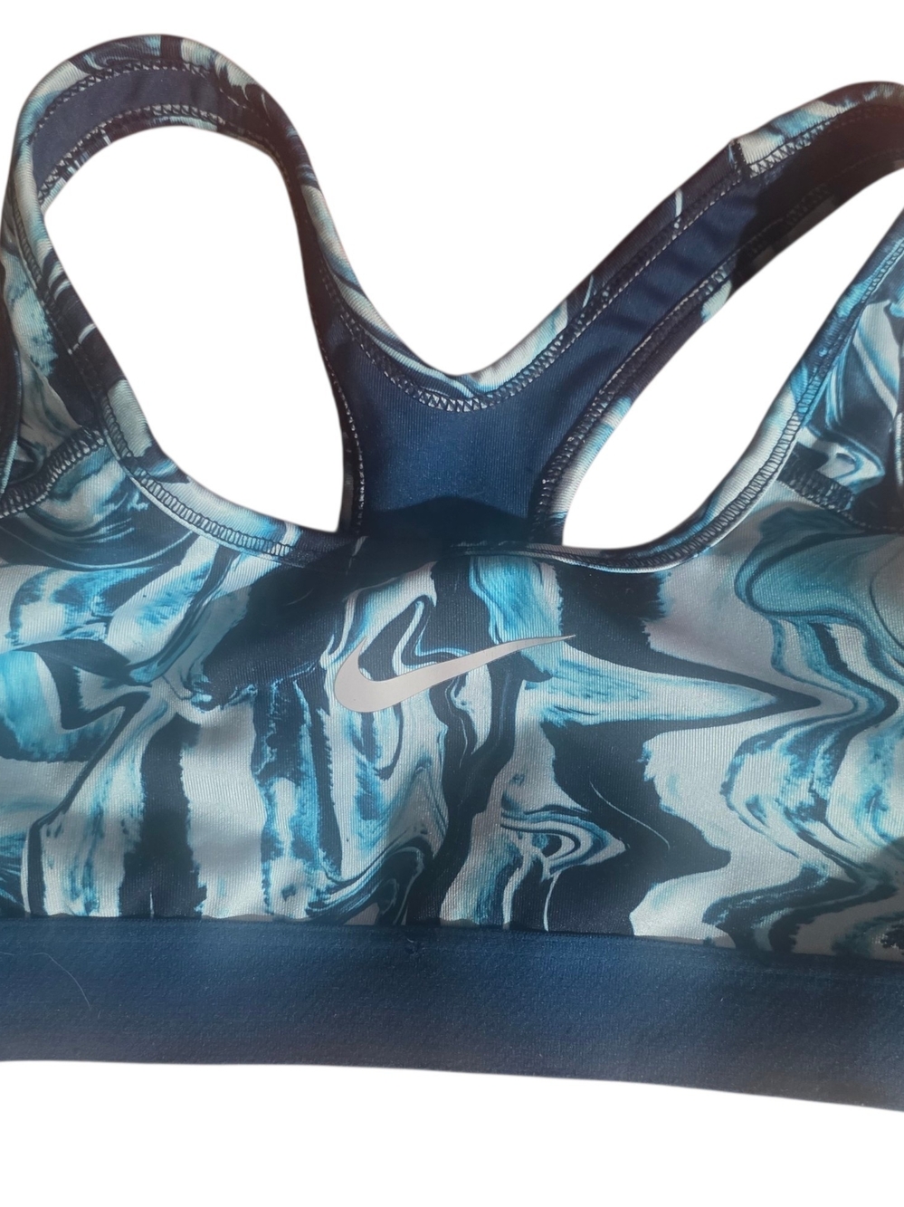 Nike Marble-Print Teal & Navy Racerback Sports Bra